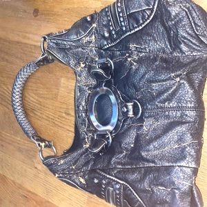 Steel Grey/ Black hand bag.